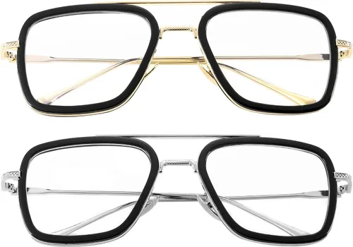 Miniatura 9 de Onrtry Tony Stark - Lentes de bloqueo de luz azul para hombres y mujeres, montura de metal retro, lentes de Iron Man Spider-Man Marco transparente