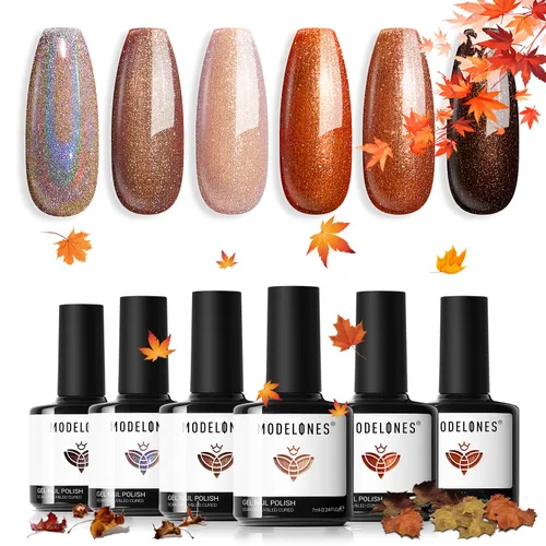 Miniatura 21 de modelones Juego de esmalte de uñas de gel, 0.5 onzas líquidas, base sedosa mejorada y capa superior extra brillante, transparente, no se limpia
