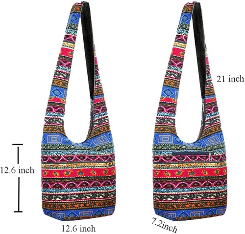 Miniatura 3 de KARRESLY - Bolso bandolera de algodón bohemio, estilo hippie, hecho a mano