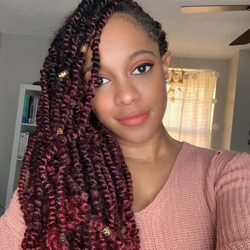 Miniatura 49 de 8 paquetes de extensiones de cabello sintético pretrenzado y prerrizado de ganchillo de 14 pulgadas, con rizos de pasión, para mujeres negras