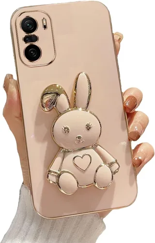 Miniatura 49 de Estuche con soporte de conejo de corazón para Xiaomi Redmi Note 10S, galvanizado suave TPU protector delgado a prueba de golpes con lindo conejito