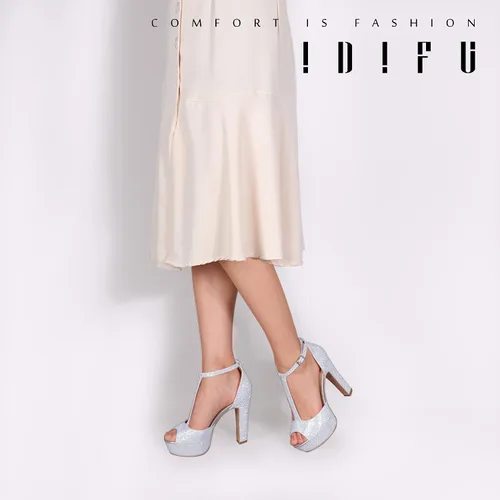 Miniatura 6 de IDIFU IN5 Polly - Sandalias de tacón alto grueso con correa en T para mujer, sandalias sexy con punta abierta, para boda, fiesta, graduación