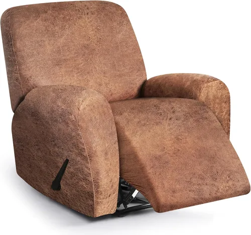 Miniatura 32 de ANARACHON Fundas para sillas reclinables con aspecto de cuero, funda elástica de 4 piezas, funda suave para silla reclinable, protector de muebles