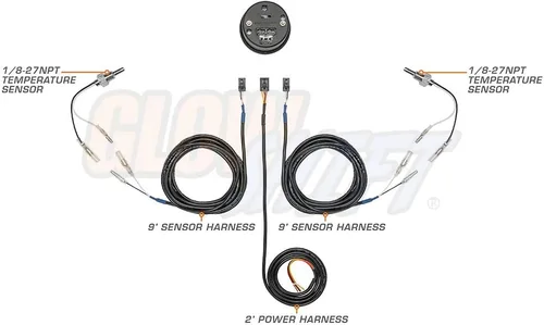 Miniatura 2 de GlowShift Kit de medidor de temperatura dual digital de 10 colores de 302.0 °F, para refrigerante de agua, aceite, temperatura de transmisión