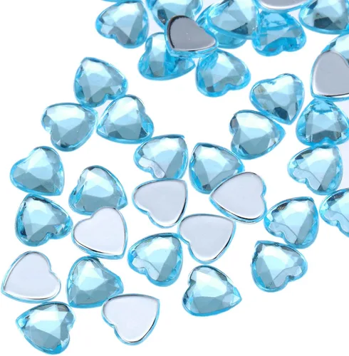 Miniatura 33 de MECCANIXITY 60 calcomanías acrílicas de diamantes de imitación de corazón de 0.315 in con parte trasera plana, gemas de plástico para manualidades