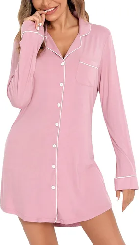 Miniatura 5 de Camisones para mujer, con botones, manga corta, camisón de pijama suave