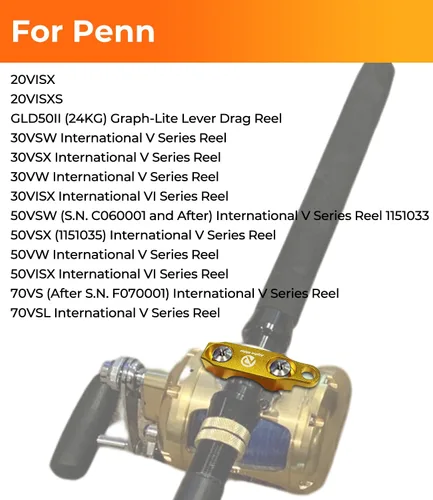 Miniatura 7 de Carrete de pesca Abrazadera de caña de pescar Carretes de pesca Piezas para Penn 20 30 50 70 International V VI Series Reel Rod Clamp Mount Aleación
