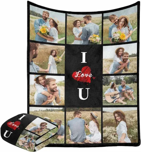 Miniatura 35 de Manta personalizada con fotos, manta personalizada con retrato familiar para padres, niños, perros y familia, manta personalizada para un día
