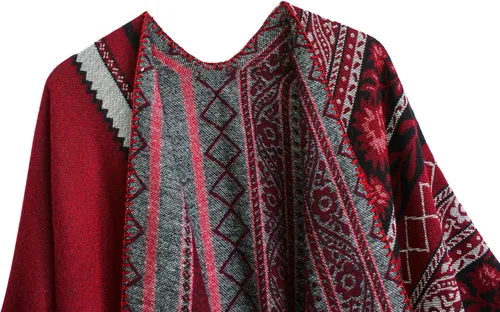 Miniatura 137 de Urban CoCo Poncho de colores para mujer, chal con frente abierto, color en bloques
