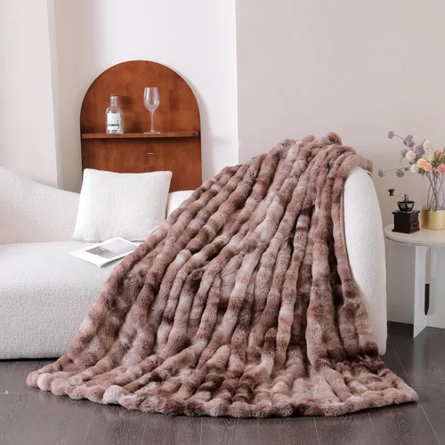 Miniatura 30 de UKELER - Manta Boho Sherpa 60" x 50" - Mantas de franela suaves y esponjosas para cama/sofá/oficina/camping A-bohemio