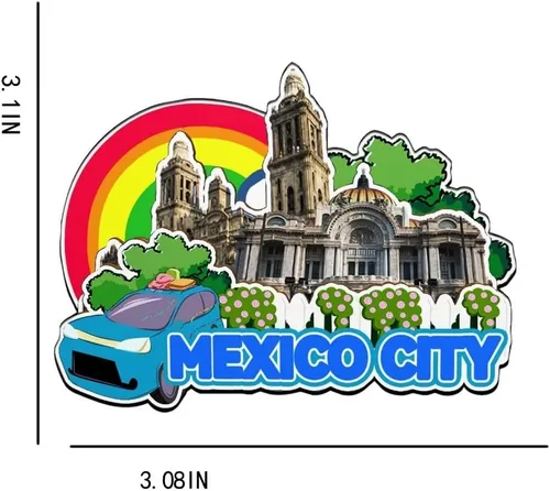 Miniatura 3 de Imán de la Ciudad de México para nevera de madera 3D, monumentos de viaje, coleccionables, recuerdos, decoración hecha a mano -2304
