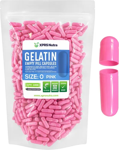 Miniatura 10 de XPRS Nutra Size 0 Empty Capsules - 100 Count Empty Gelatin Capsules - Pills DIY Capsule Filling - Pure Bovine Pill Gel Caps for Do-It-Yourself Rosado