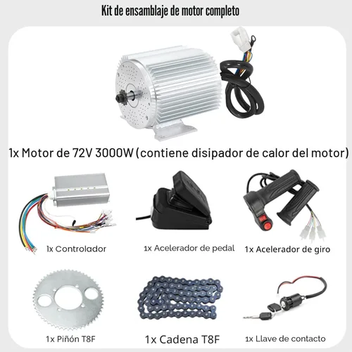 Miniatura 8 de BLDC - Kit de motor sin escobillas de 72V 3000W con controlador de 24 Mosfet 50A y pedal de acelerador para scooter eléctrico, motor de motocicleta