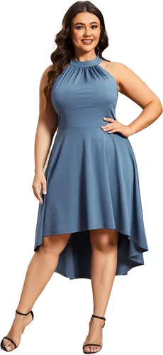 Ever-Pretty Vestido de cóctel casual con cuello halter de talla grande para mujer 01782-PZ