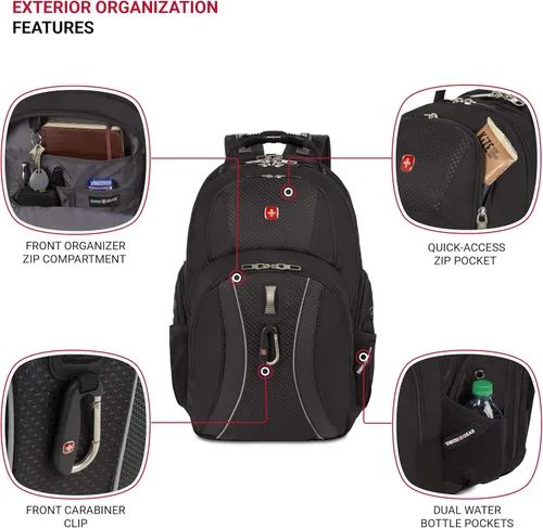 Miniatura 3 de Swiss Gear SA1923 - Mochila negra para laptop ScanSmart, compatible con la mayoría de portátiles y tabletas de 15 pulgadas