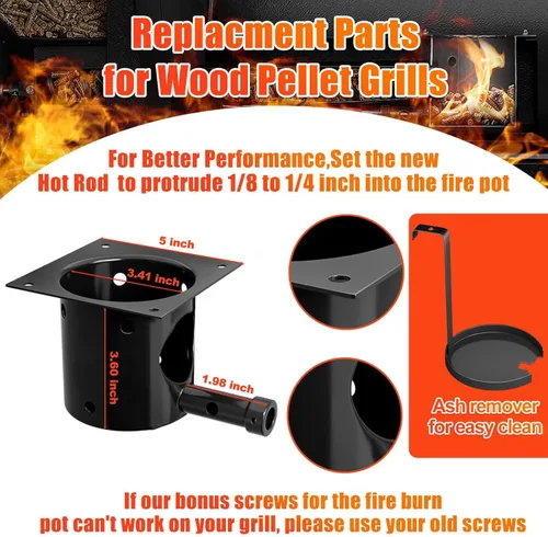 Miniatura 2 de GRISUN Kit de Olla de Fuego y Varilla de Encendido para Traeger, Parrilla de Pellets Pit Boss, Olla de Fuego Esmaltada en Porcelana Mejorada