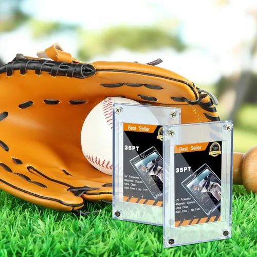 Miniatura 5 de Jetec 10 piezas de protector de tarjeta de béisbol tornillo titular de 35 puntos acrílico transparente protector de pantalla para béisbol, fútbol