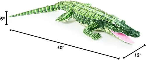 Miniatura 7 de ERDAO Peluche de cocodrilo, juguete realista de cocodrilo grande, 39.3 pulgadas, verde