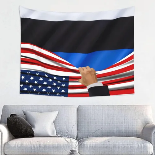Miniatura 11 de Tapiz decorativo para pared, diseño de bandera estadounidense y bandera de Belice, manteles de arte hippie de 29 x 37 pulgadas para dormitorio, sala