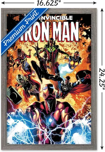 Miniatura 3 de Trends International Marvel Comics Iron Man - Póster de pared Invincible Iron Man #11, 22.4 pulgadas de largo x 14.7 pulgadas, versión enmarcada