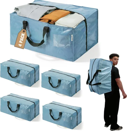 Miniatura 33 de WORKPRO 1 paquete de bolsas de mudanza extra grandes con cremalleras y asas de transporte, correas de mochila, bolsa de almacenamiento resistente