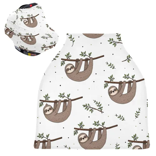 Miniatura 8 de Funda de lactancia, bufanda de lactancia, lindo Doodle Sloth fundas de asiento de coche para bebés bebés, funda para cochecito, toldo para asiento
