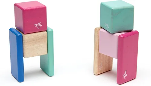 Miniatura 11 de Juego de bloques de madera magnéticos Tegu Pocket Pouch de 8 piezas, Blossom