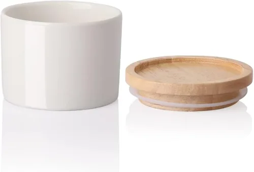 Sweejar Kitchen Canisters - Tarro de cerámica para almacenamiento de alimentos, recipientes apilables con tapa de madera y sello hermético para