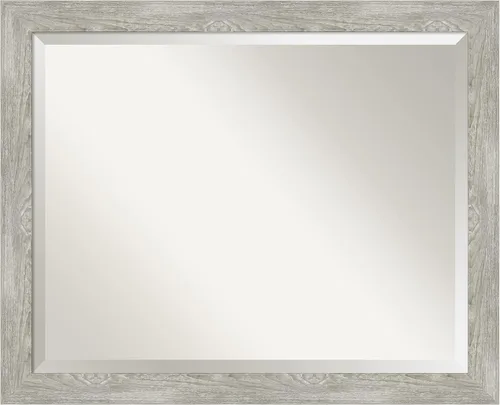 Miniatura 10 de Amanti Art Espejo de baño gris para sobre el fregadero, espejo rectangular gris rústico de corteza de 25 x 21 pulgadas, marco rústico de campo