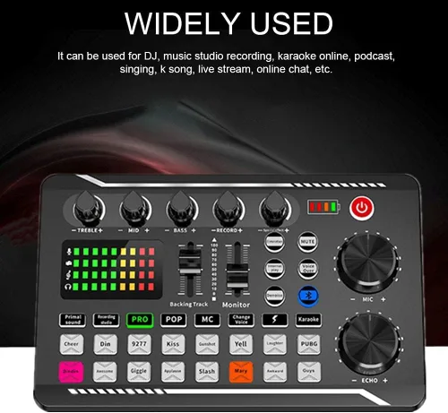 Miniatura 8 de Tablero de sonidos, tablero de efectos de sonido, placa mezcladora de sonido, tarjeta de sonido compatible con Bluetooth con múltiples efectos