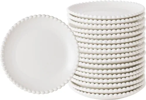 Juego de 18 platos de postre de porcelana de 5.5 pulgadas, pequeños platos de cerámica para aperitivos, juegos de mini vajilla redondos, resistentes