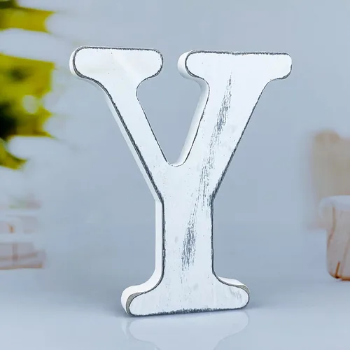 Letras rústicas de madera blanca de 6 pulgadas, letras de madera sin terminar para decoración de pared, letras blancas retro de pie, decoración de Y
