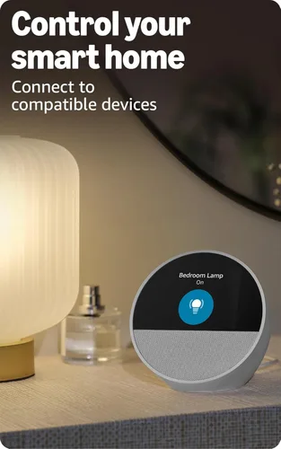 Miniatura 7 de Amazon Echo Spot: ideal para mesitas de noche, oficinas y cocinas, incluye despertador inteligente con Alexa (negro)