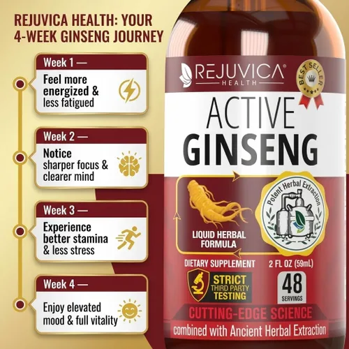 Miniatura 5 de Ginseng activo Panax rojo coreano con Ginsenósidos naturales - Solución líquida avanzada totalmente natural para una absorción 2 veces mayor - Apoya