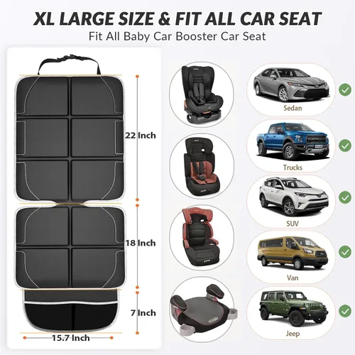 Miniatura 3 de Gimars Protector de asiento de automóvil, 2 unidades, cojín EPE grueso XL, impermeable, tela 600D, funda para asiento de automóvil infantil