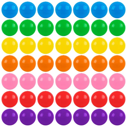 Miniatura 10 de AUEAR, Paquete de 50 cápsulas redondas pequeñas translúcidas de 2 pulgadas, envases vacíos de plástico para chicles para premios de fiesta