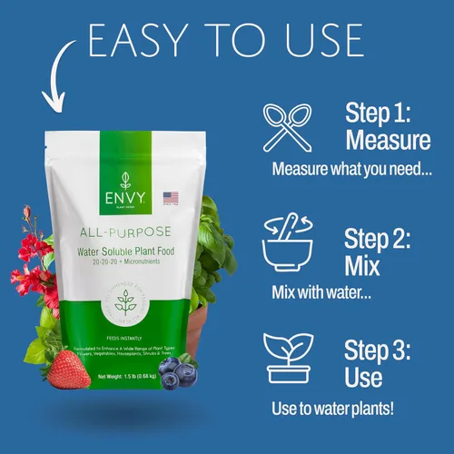 Miniatura 3 de ENVY Fertilizante para plantas multiusos, 0.5 libras, hace 50 galones, para plantas de interior y exterior, seguro para mascotas, soluble en agua