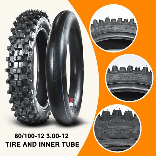 Miniatura 5 de HOLATO Neumático Trasero 80/100-12 3.00-12 Neumático Delantero 60/100-14 2.50-14 y Cámara de Aire para 110cc 125cc CRF70 CRF110 KLX110 TTR90 PW80