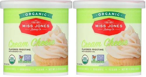 Miniatura 10 de Miss Jones Baking Crema de mantequilla orgánica para hornear, perfecta para glaseado y decoración, vegana: Queso crema (Paquete de 6)
