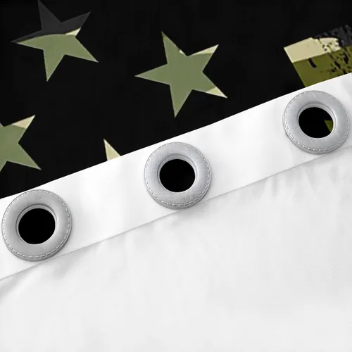 Miniatura 5 de Cortinas opacas de camuflaje con bandera estadounidense, regalo para niños, cortina de ventana de camuflaje verde con rayas negras, estrellas
