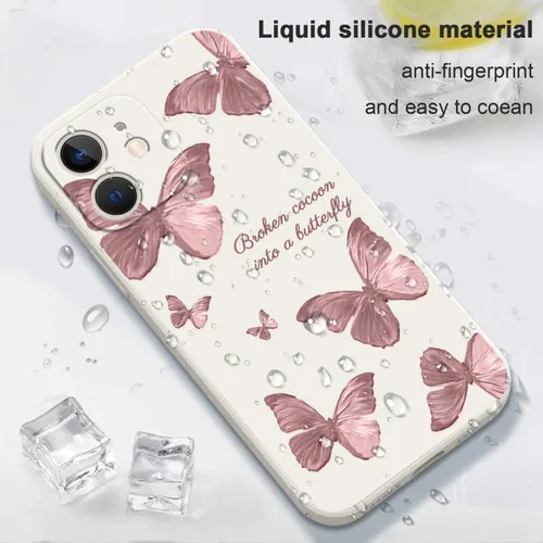 Miniatura 6 de LEECG Funda para iPhone 12 Mini, diseño creativo con estampado floral de mariposa de astronauta, funda antiarañazos de microfibra suave, funda