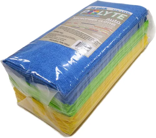 Miniatura 6 de POLYTE Paño de limpieza de microfibra con corte ultrasónico, sin bordes, 14 x 14 pulgadas (paquete de 36, azul, verde, amarillo)