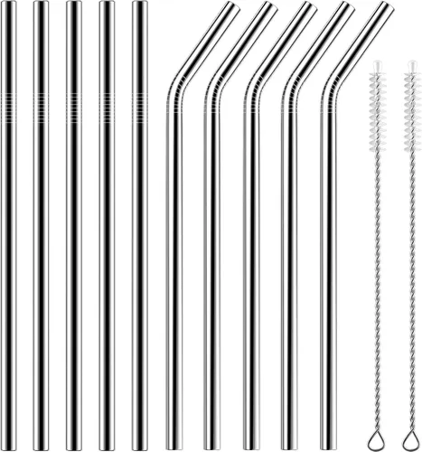 Miniatura 8 de Bent - Juego de 10 popotes de acero inoxidable, reutilizables, 10.5 pulgadas de largo y 0.24 pulgadas de diámetro para vaso de 30 onzas y vaso de 20