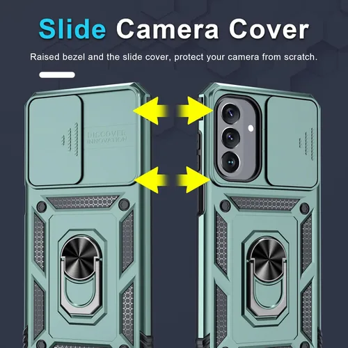 Miniatura 3 de Janmitta Funda compatible con Samsung Galaxy A26 5G, funda integrada para lente de cámara deslizante + protector de pantalla + soporte de anillo