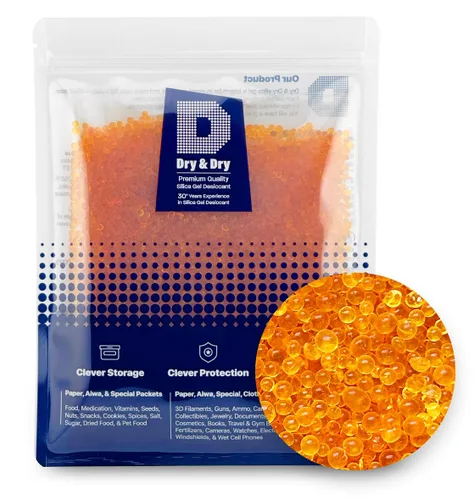 Miniatura 13 de Dry & Dry [1.63 kg] Cuentas de gel de sílice indicadoras de primera calidad de color naranja (estándar de la industria 3-5 mm) - Cuentas de gel