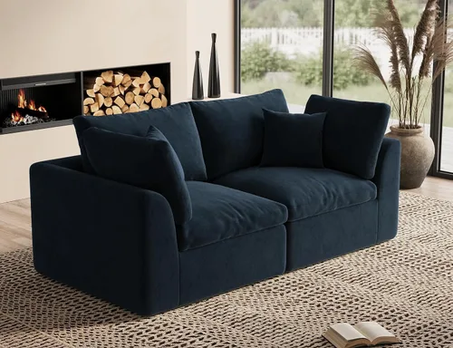 Miniatura 9 de ohllob Sofás seccionales Cloud de 110 pulgadas para sala de estar, sofá deshuesado en forma de L con otomana, sofá modular de 3 plazas, color negro