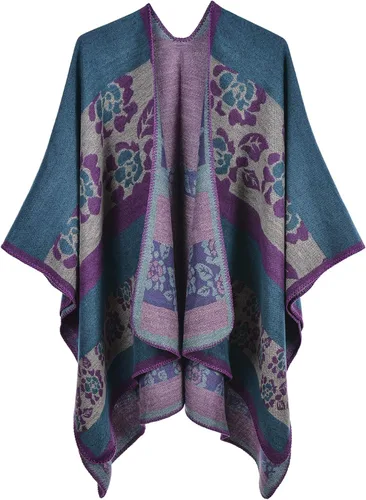 Miniatura 42 de KirGiabo Suéter a Cuadros para Mujer Poncho Capa Abrigo Frente Abierto Manta Chales y Envolturas