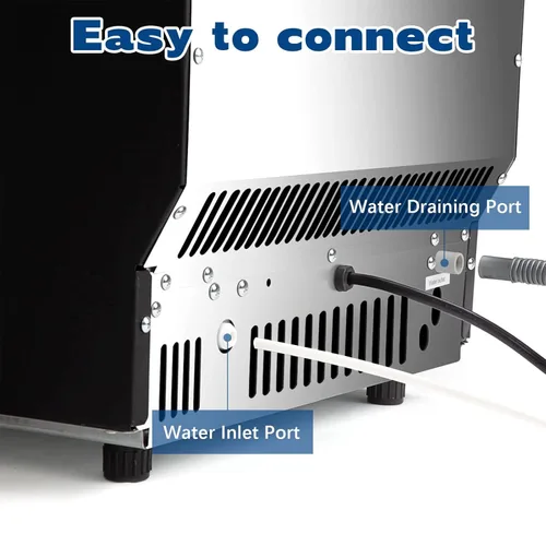 Miniatura 6 de DOGHLY Máquina comercial para hacer hielo, máquina de hielo de acero inoxidable de 100 libras/24 horas, capacidad de almacenamiento de hielo de 20
