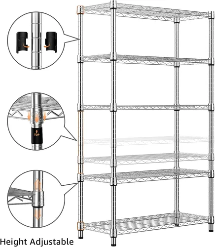 Miniatura 5 de M MZG 1250 lbs Estantería de alambre de acero resistente de 5 niveles Unidad de estanterías utilitarias Organizador de alambre de acero para el Cromo