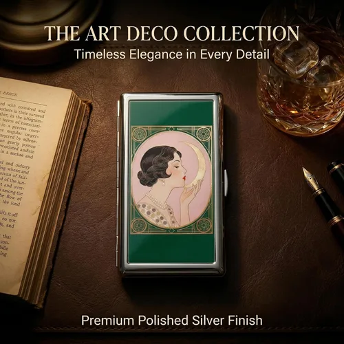 Miniatura 4 de Vintage Art Deco - Funda versátil para tarjetas y efectivo, cartera delgada de metal para mujeres y hombres, tarjetas de visita de identificación